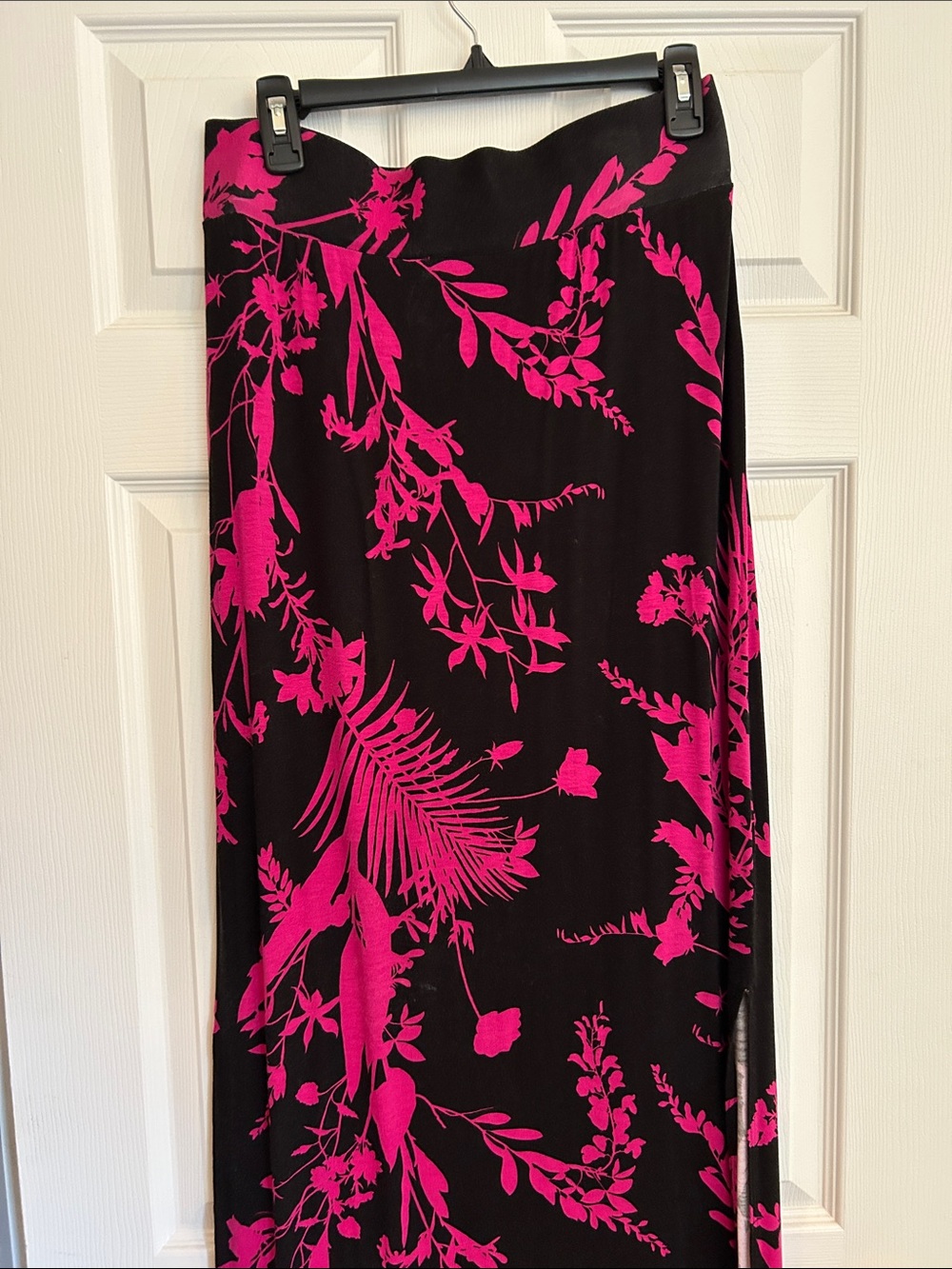 a.n.a Black Skirt with Fuchsia Floral Motif, size medium